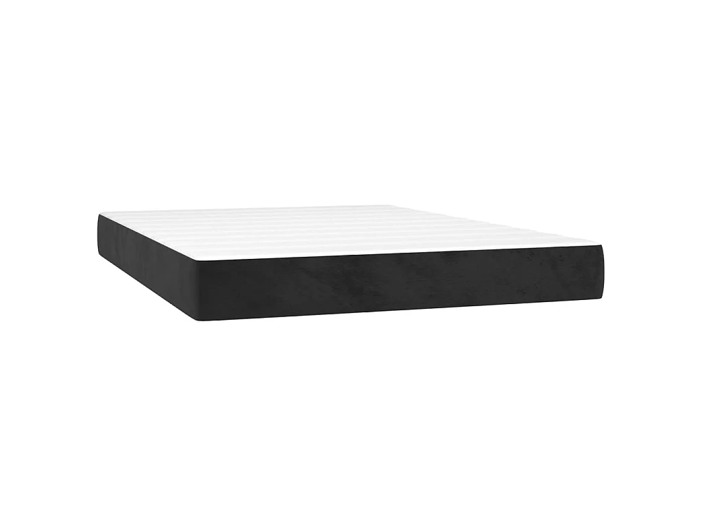 Sommier à lattes de lit avec matelas Noir 140x190 cm Velours