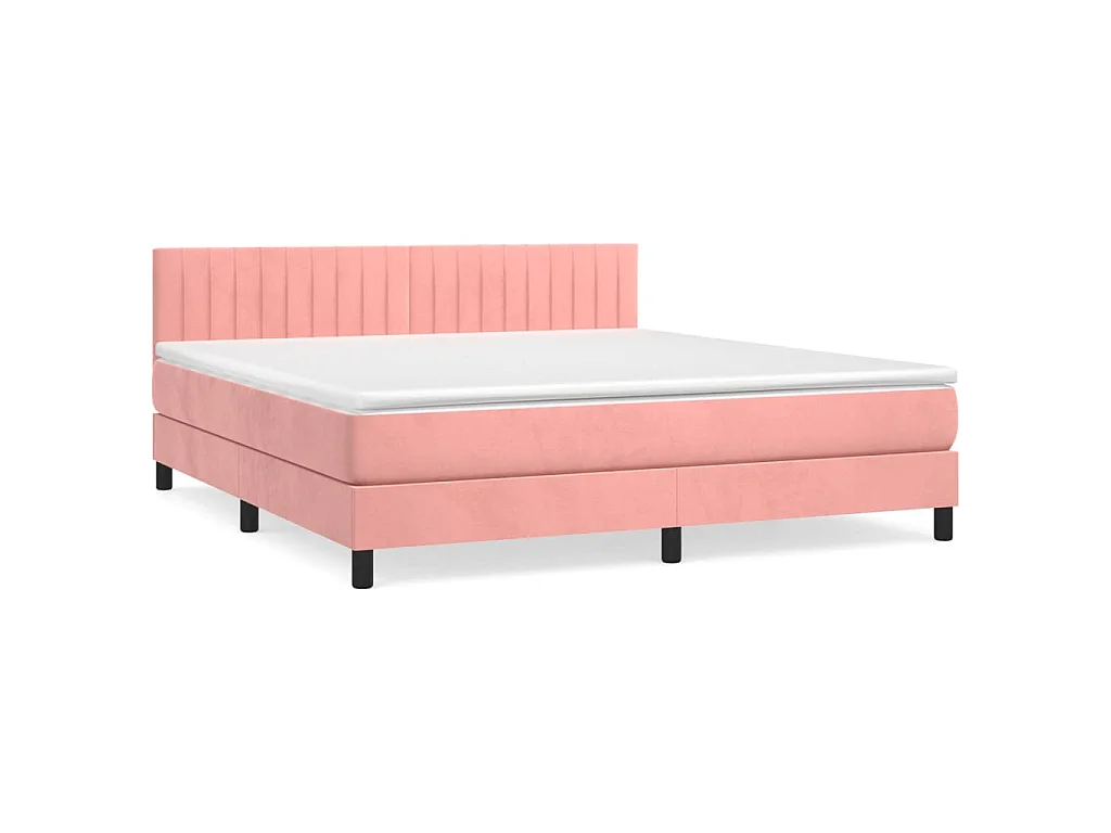 Boxspring met matras fluweel roze 160x200 cm