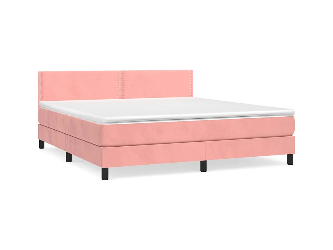 Cama com molas/colchão 160x200 cm veludo rosa