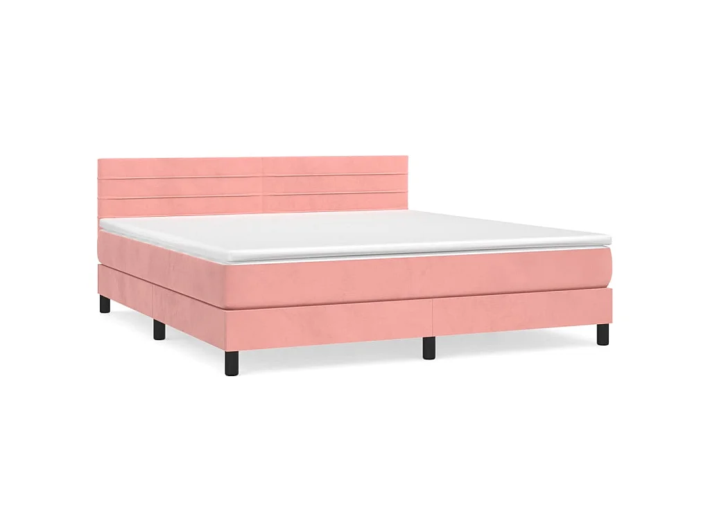 Boxspring met matras fluweel roze 160x200 cm