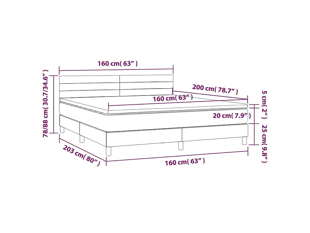 Boxspring met matras fluweel roze 160x200 cm