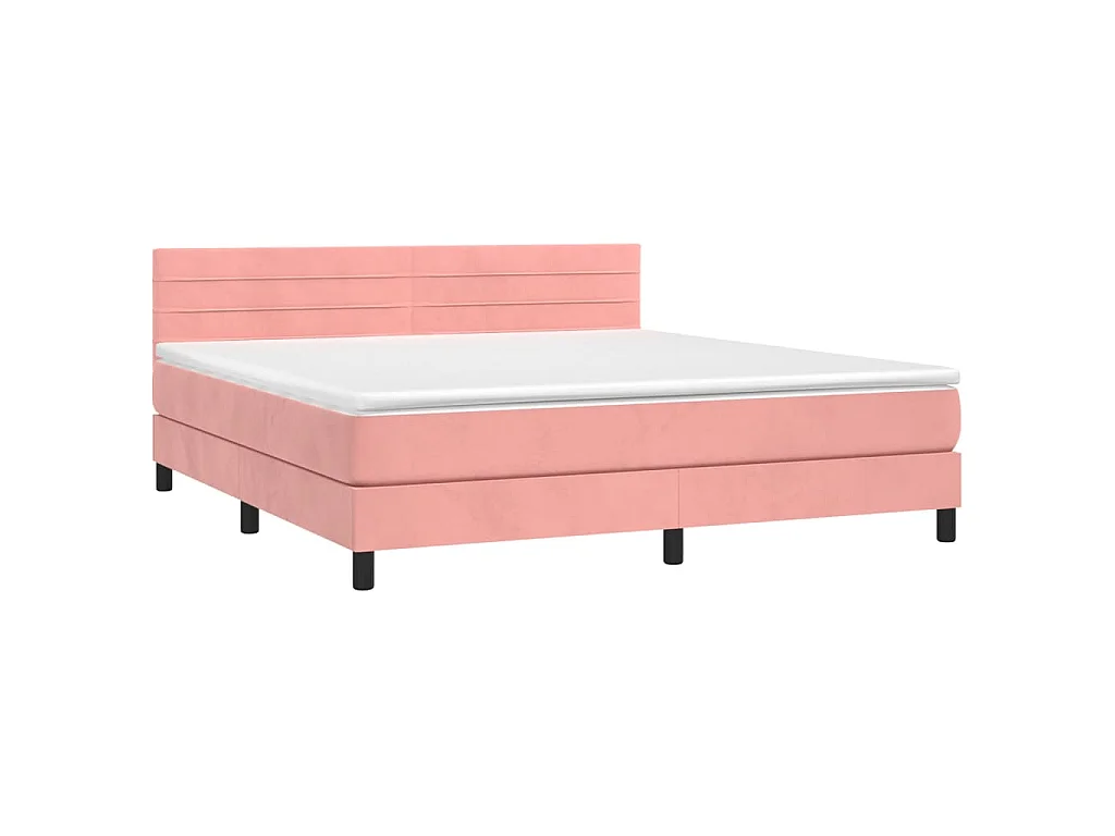 Cama box spring con colchón terciopelo rosa 160x200 cm