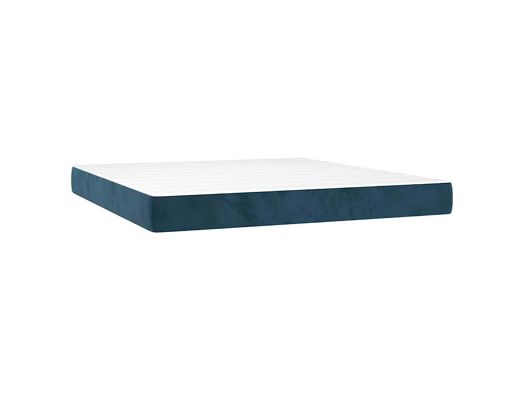 Giroletto a Molle con Materasso Blu Scuro 160x200 cm in Velluto