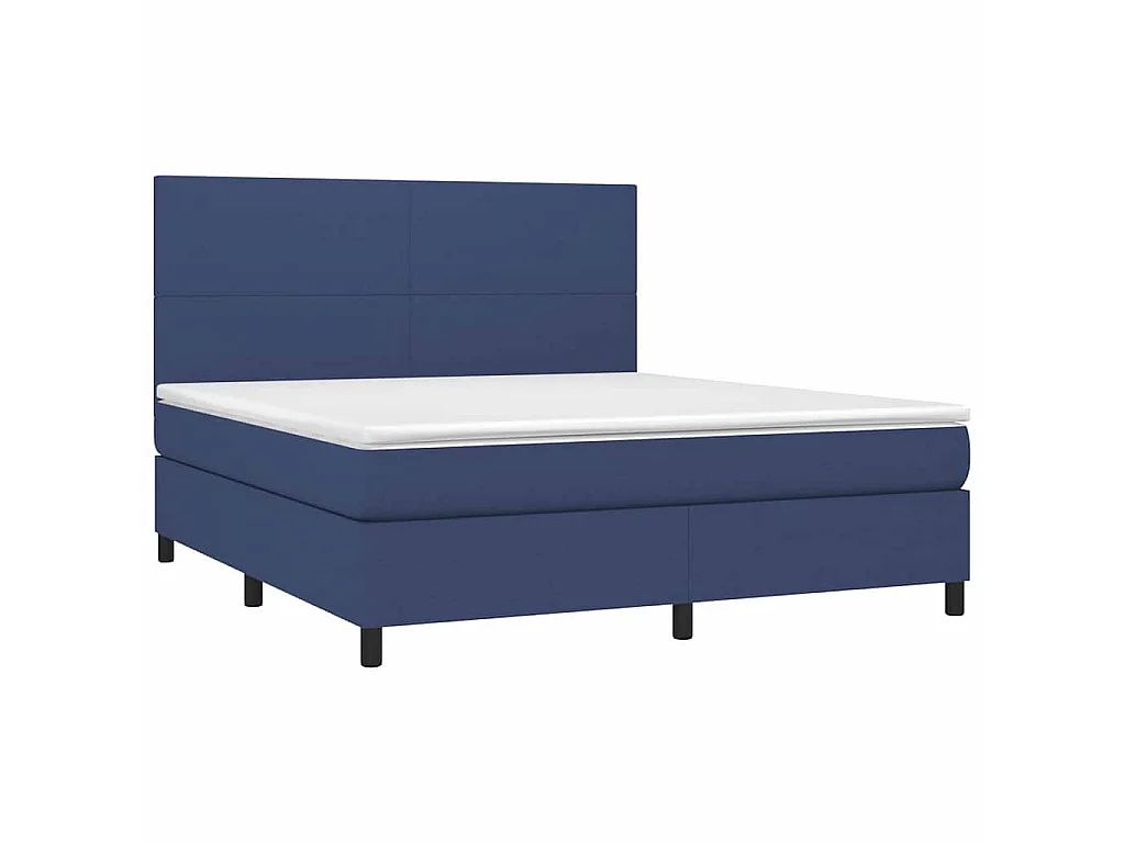 Sommier à lattes de lit et matelas et LED Bleu 160x200 cm Tissu