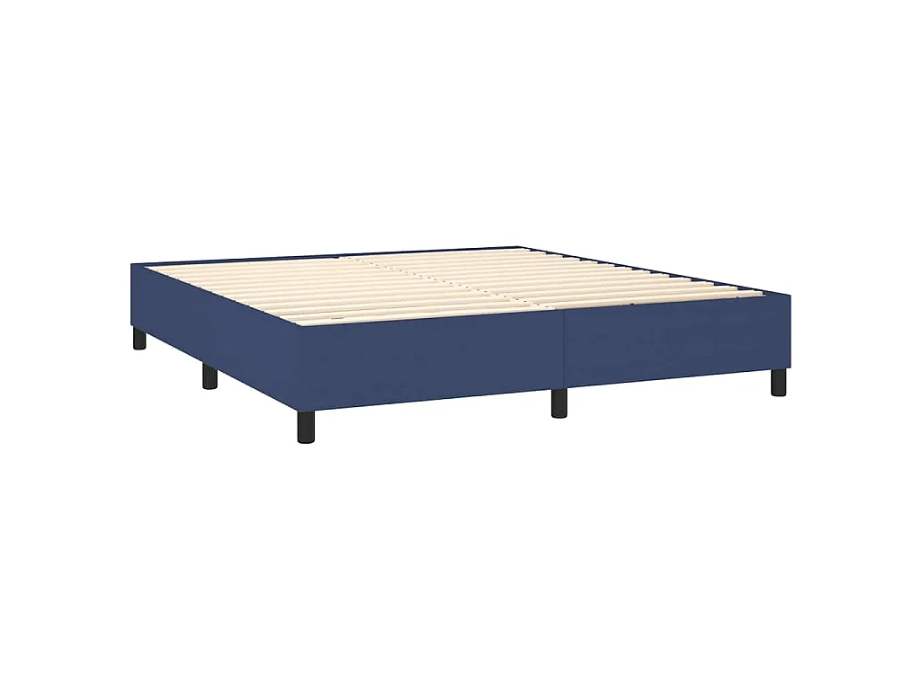 Sommier à lattes de lit et matelas et LED Bleu 160x200 cm Tissu