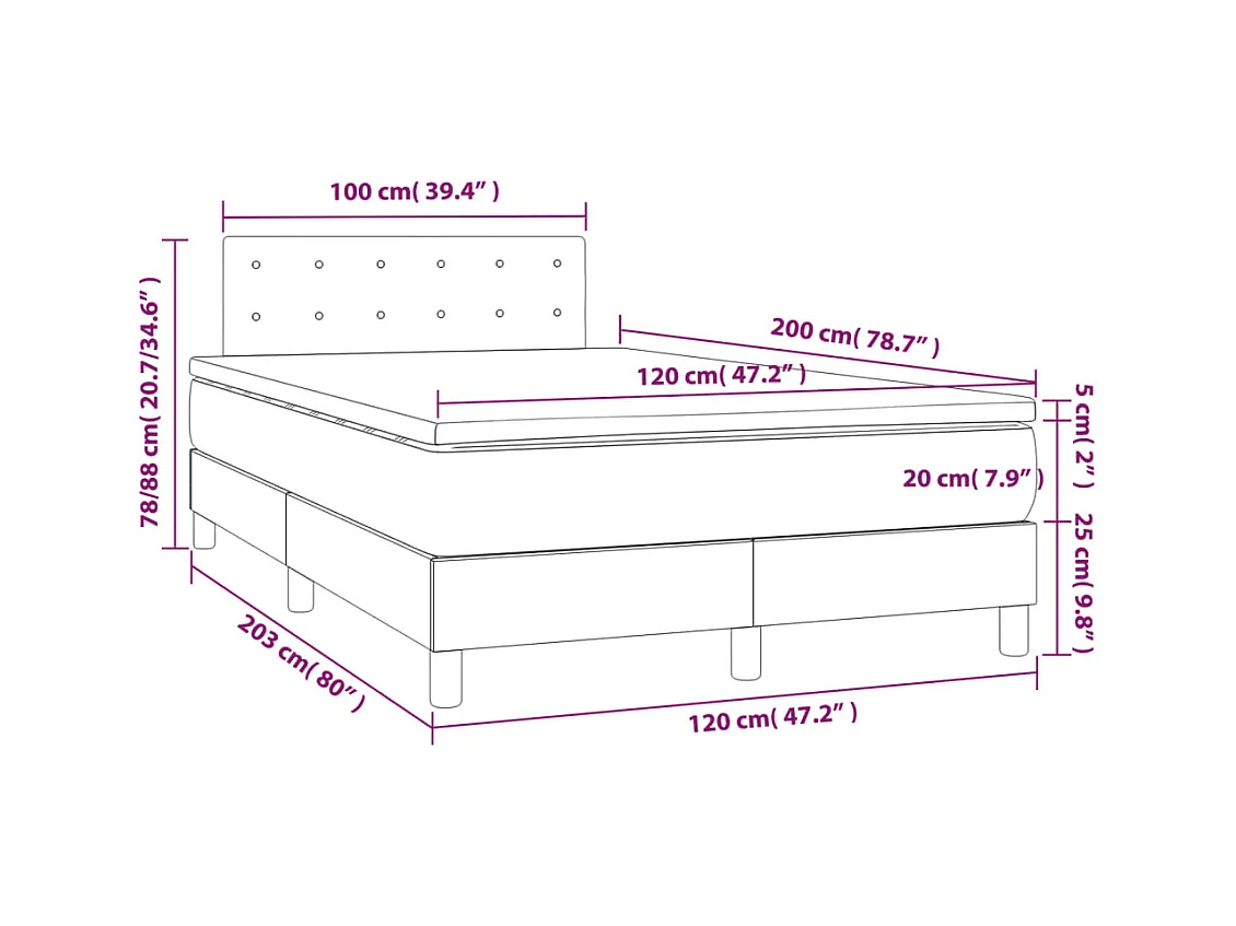 Boxspring met matras fluweel roze 120x200 cm
