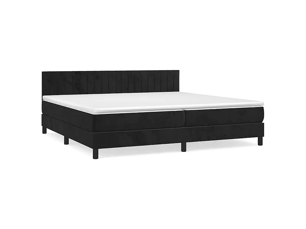 Sommier à lattes de lit et matelas Noir 200x200 cm Velours