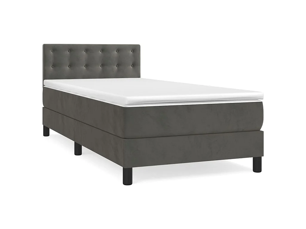 Sommier à lattes de lit et matelas Gris foncé 90x190 cm Velours