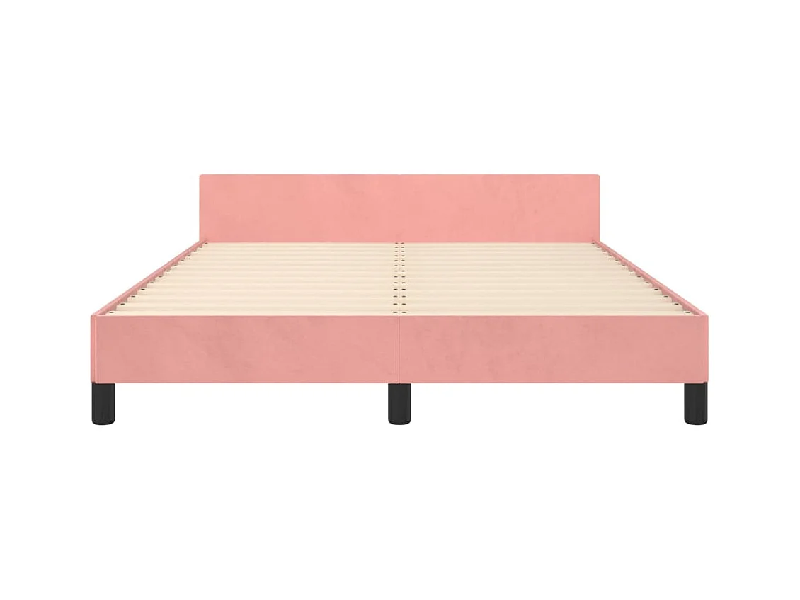 Bedframe met hoofdeinde fluweel roze 140x200 cm
