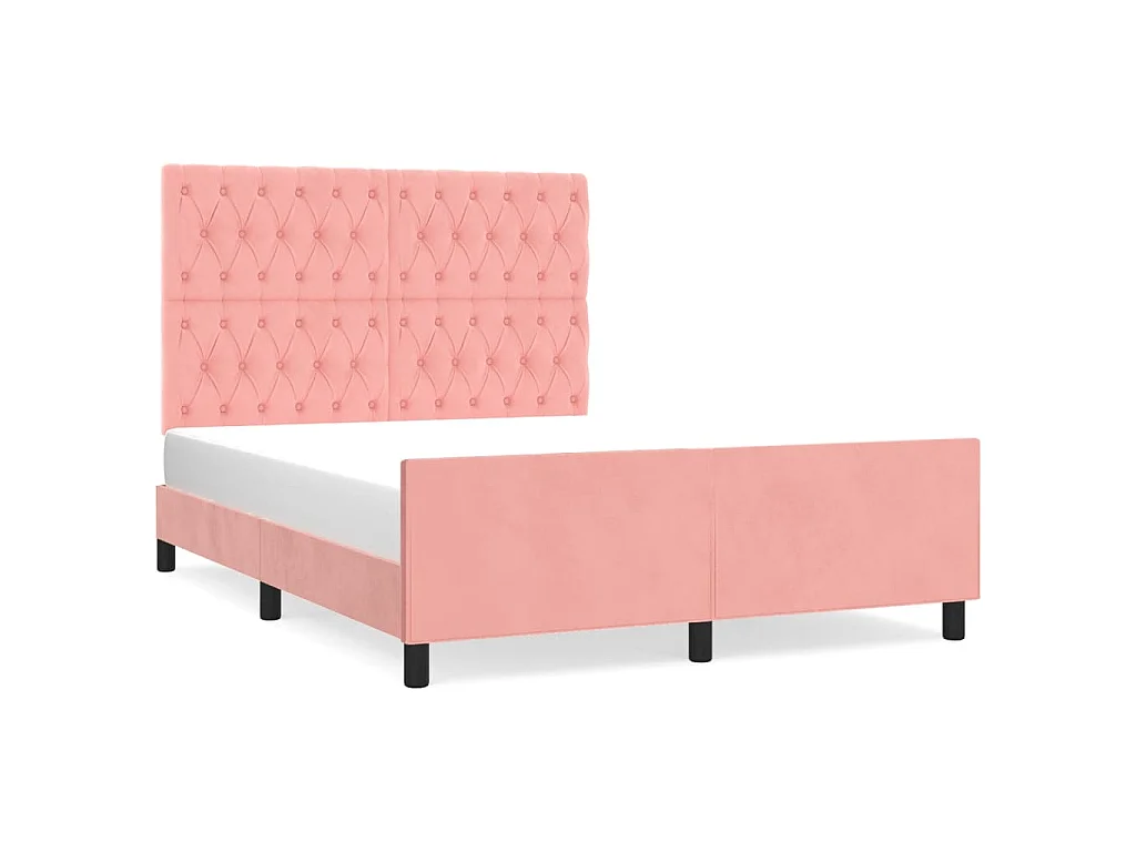 Bedframe met hoofdeinde fluweel roze 140x200 cm