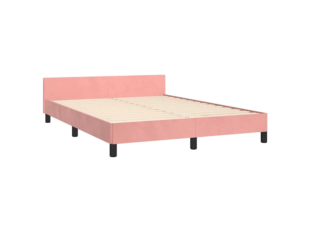 Bedframe met hoofdeinde fluweel roze 140x200 cm