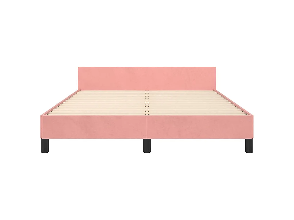 Bedframe met hoofdeinde fluweel roze 140x200 cm