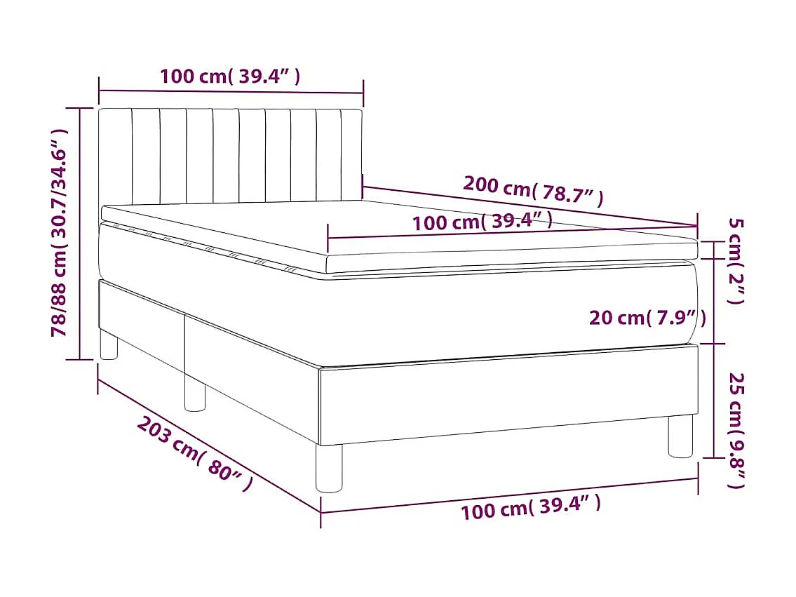 Sommier à lattes de lit avec matelas Bleu foncé 100x200 cm