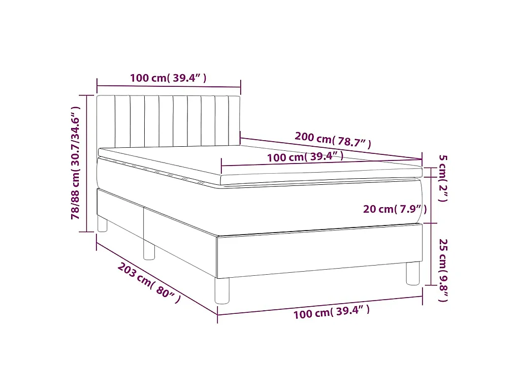 Boxspring met matras fluweel donkerblauw 100x200 cm
