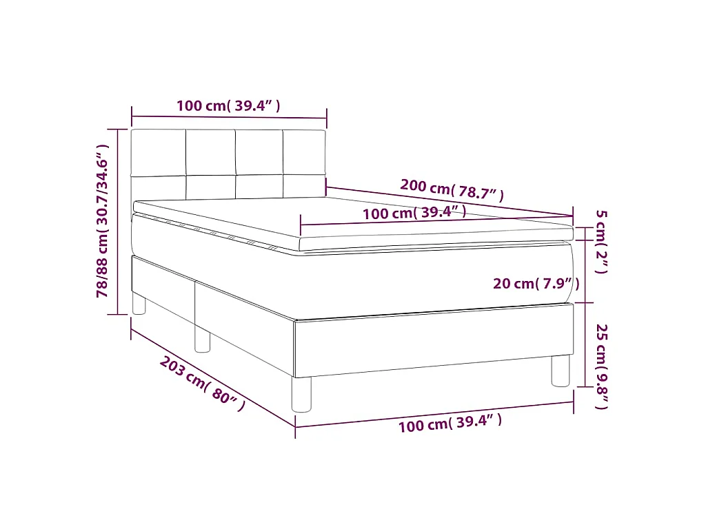 Sommier à lattes de lit avec matelas Vert foncé 100x200 cm