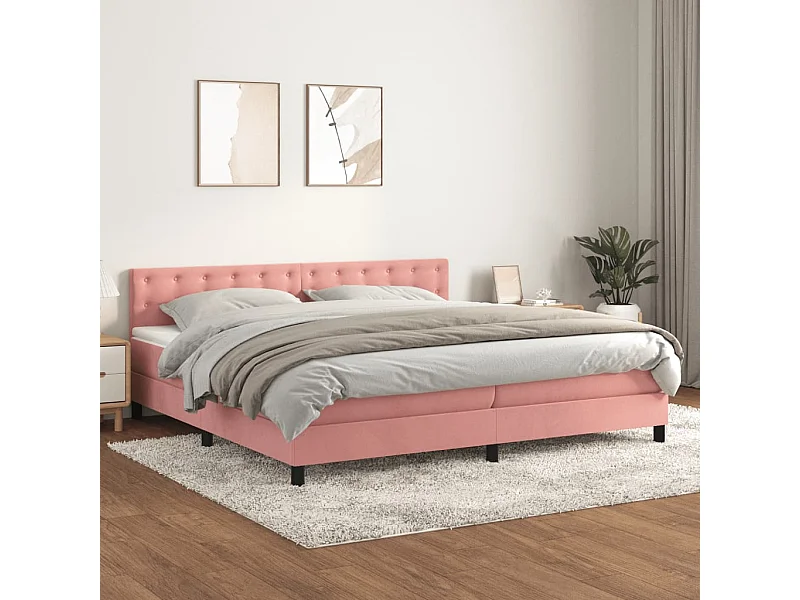 Boxspringbett mit Matratze Rosa 200x200 cm Samt