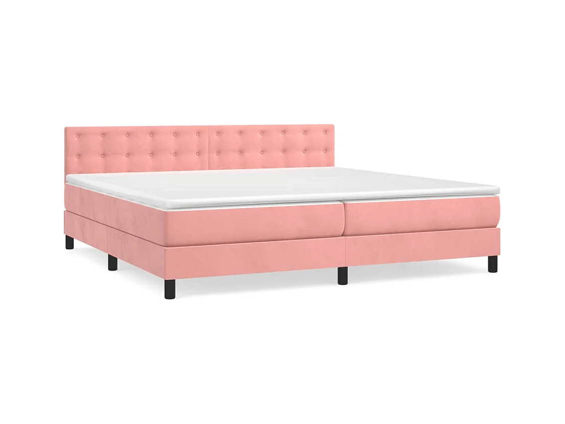 Cama box spring con colchón terciopelo rosa 200x200 cm