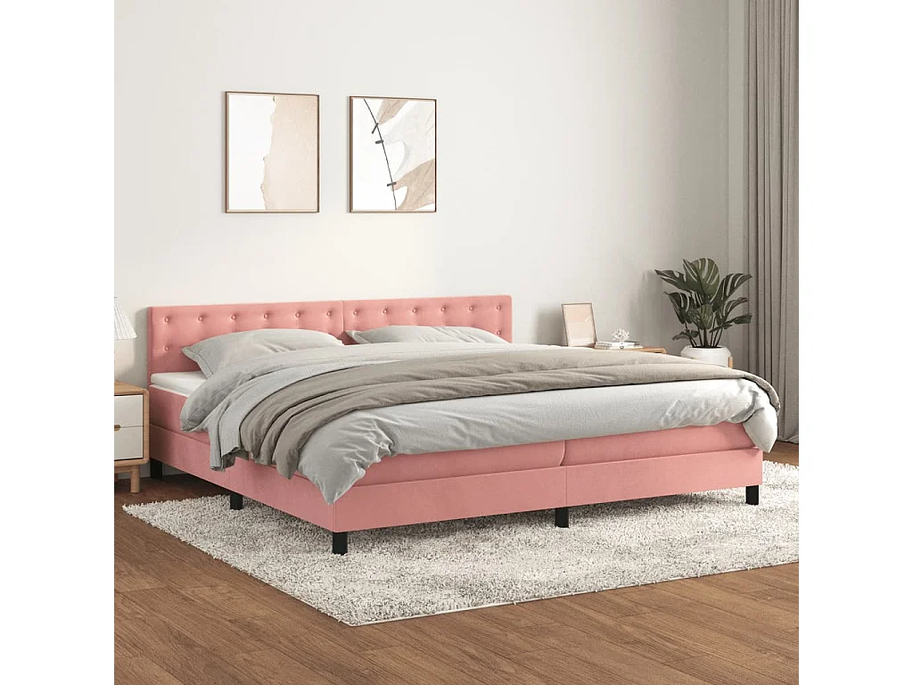 Sommier à lattes de lit avec matelas Rose 200x200 cm Velours