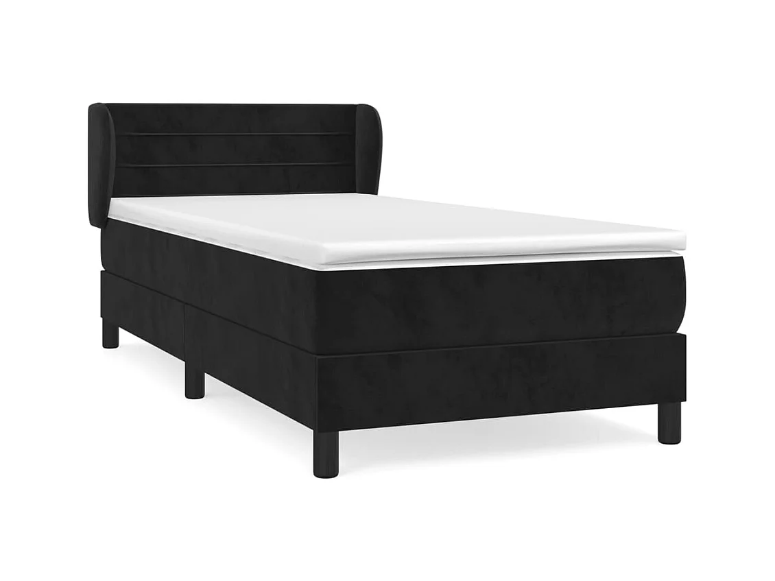 Giroletto a Molle con Materasso Nero 100x200 cm in Velluto