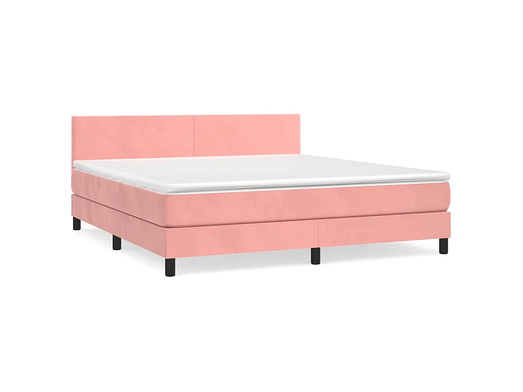 Boxspring met matras fluweel roze 160x200 cm