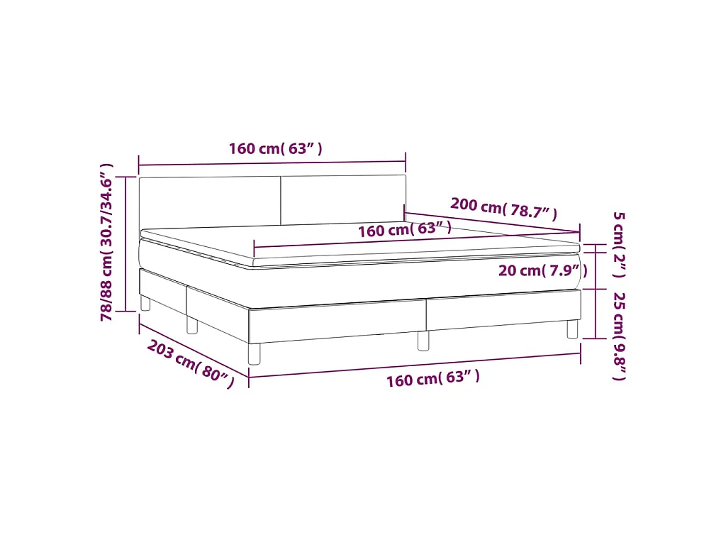Boxspring met matras fluweel roze 160x200 cm