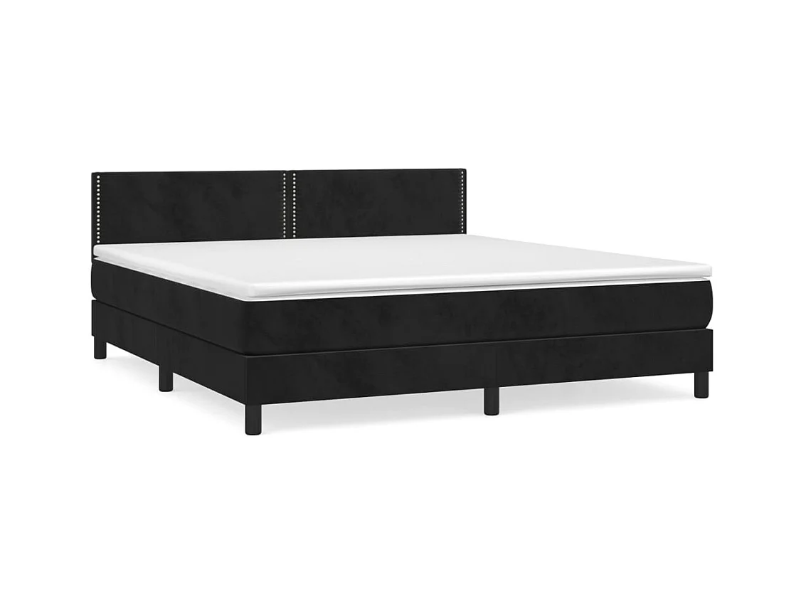 Boxspringbett mit Matratze Schwarz 180x200 cm Samt