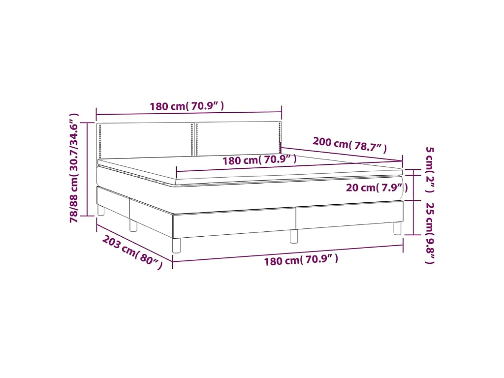 Sommier à lattes de lit avec matelas Noir 180x200 cm Velours