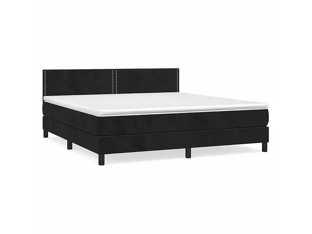 Sommier à lattes de lit avec matelas Noir 180x200 cm Velours