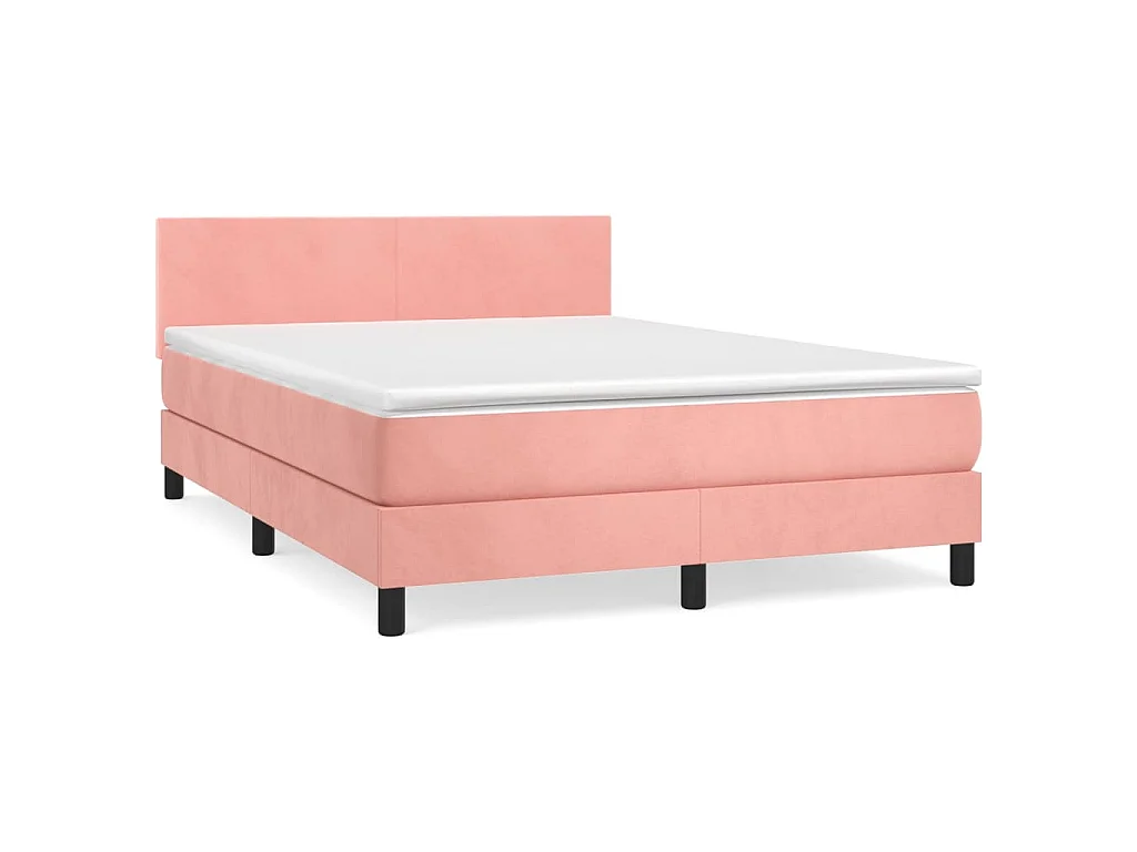 Boxspringbett mit Matratze Rosa 140x200 cm Samt