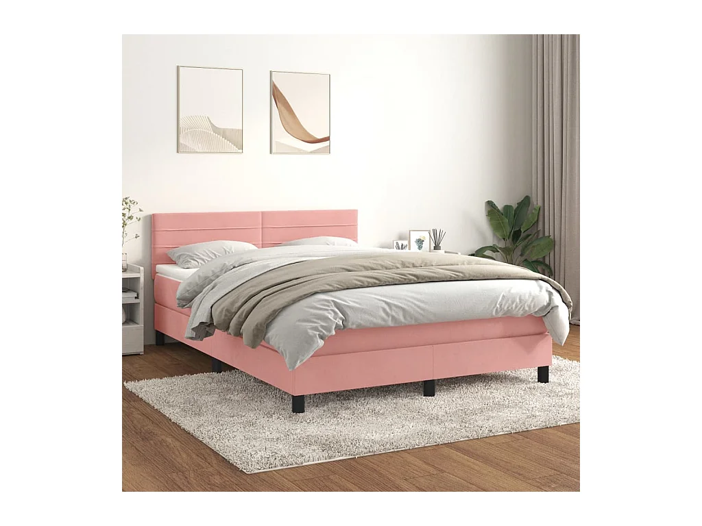 Sommier à lattes de lit avec matelas Rose 140x200 cm Velours