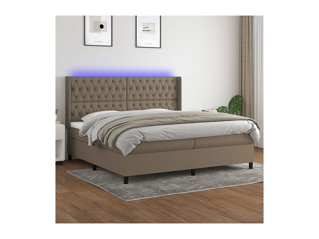 Boxspringbett mit Matratze & LED Taupe 200x200 cm Stoff