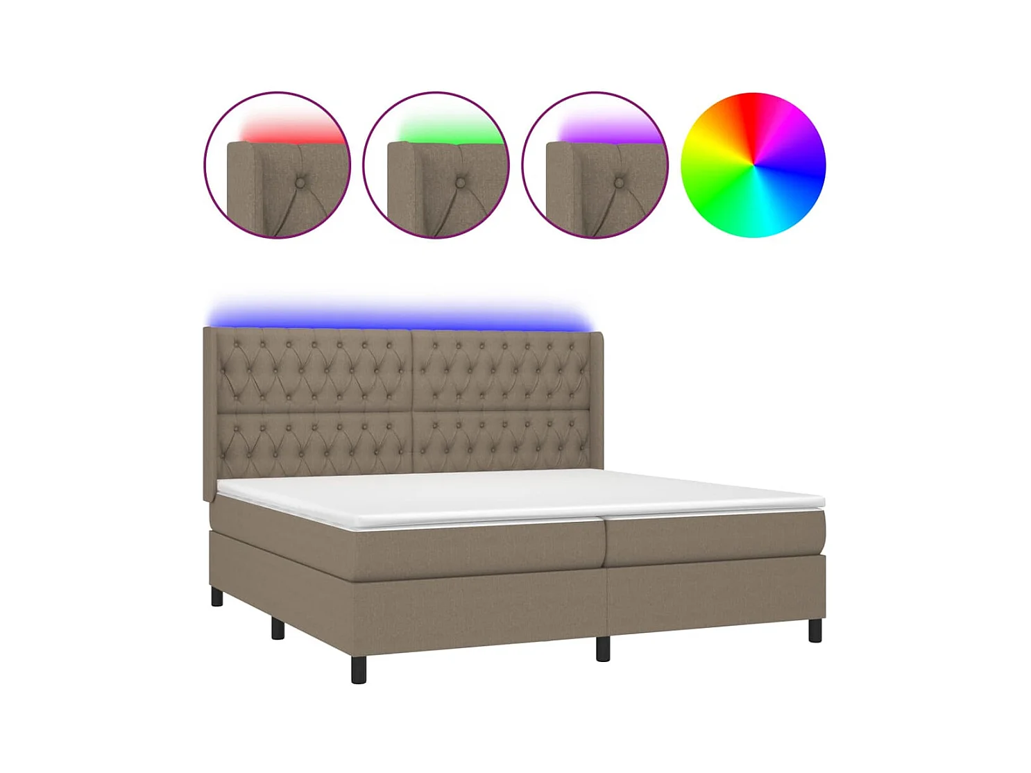 Boxspringbett mit Matratze & LED Taupe 200x200 cm Stoff