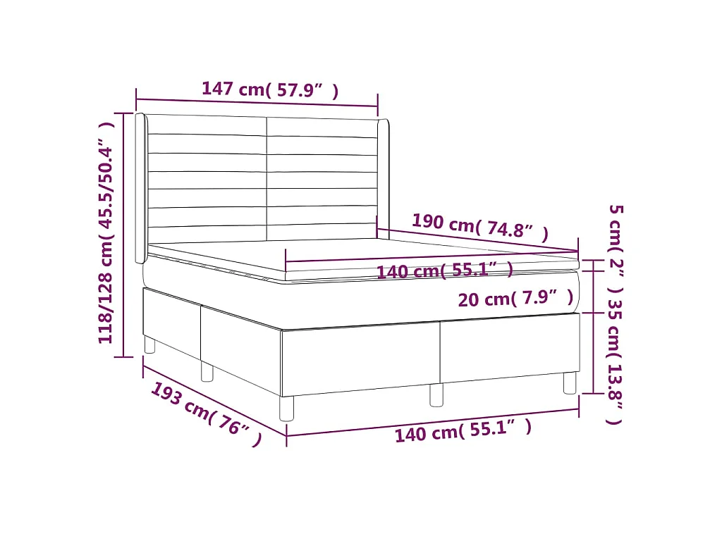 Boxspring met matras stof zwart 140x190 cm