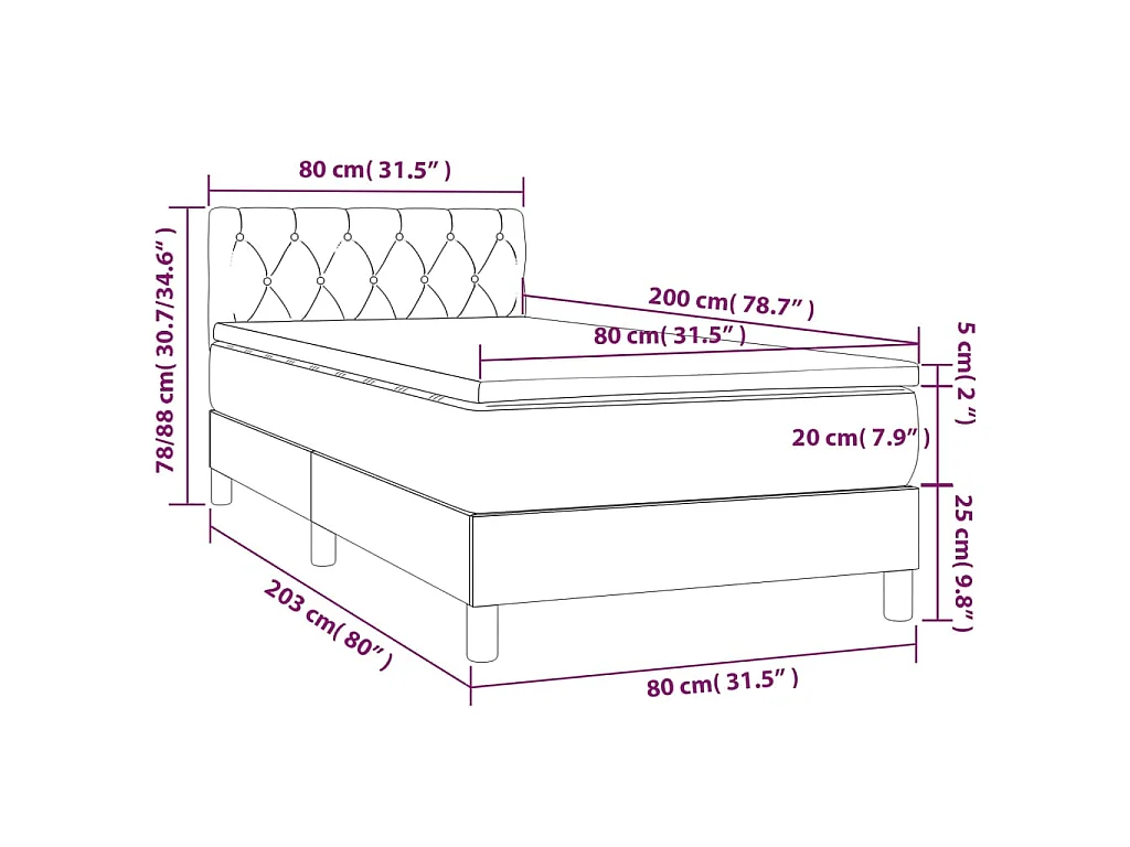 Boxspring met matras fluweel zwart 80x200 cm