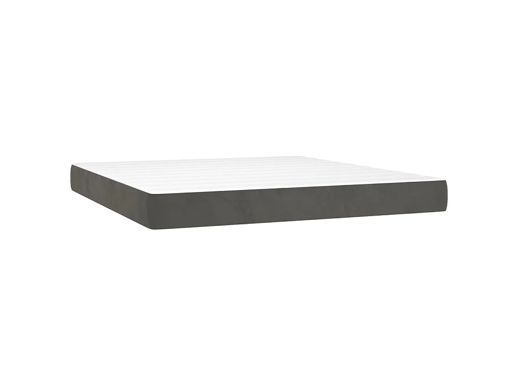 Cama box spring con colchón terciopelo gris oscuro 160x200 cm