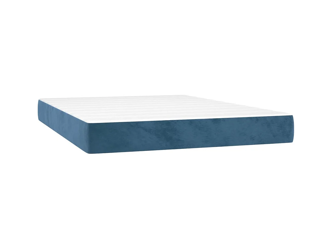Boxspring met matras fluweel donkerblauw 140x190 cm