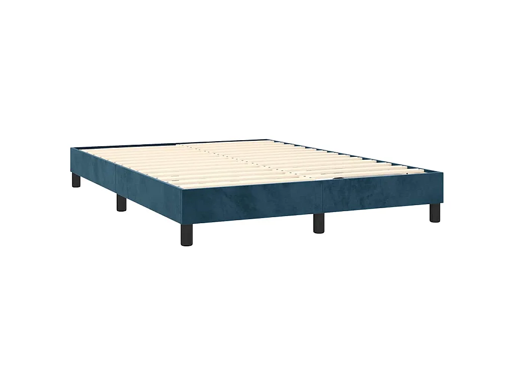 Sommier à lattes de lit et matelas Bleu foncé 140x190cm Velours