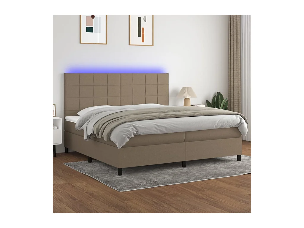 Boxspringbett mit Matratze & LED Taupe 200x200 cm Stoff