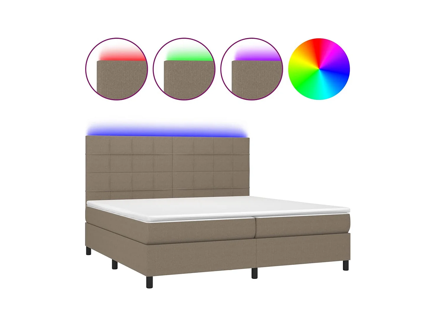 Boxspringbett mit Matratze & LED Taupe 200x200 cm Stoff