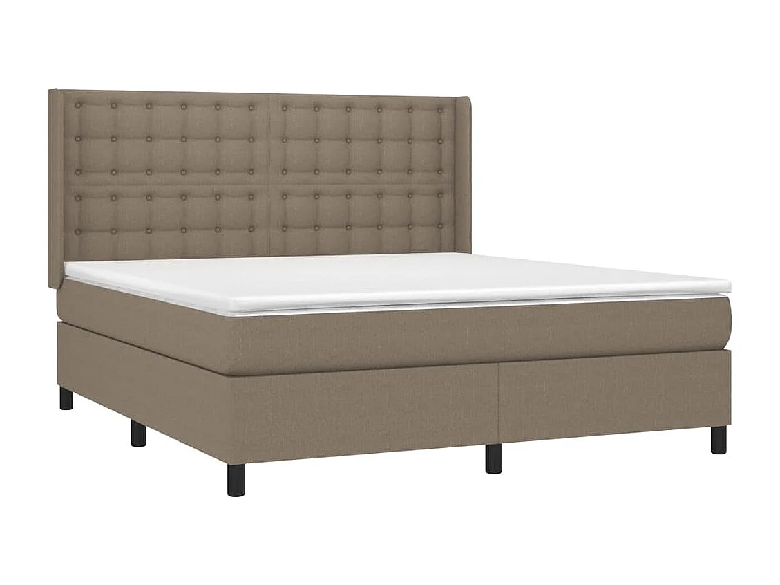 Cama box spring colchão/LED 180x200cm tecido cinza-acastanhado
