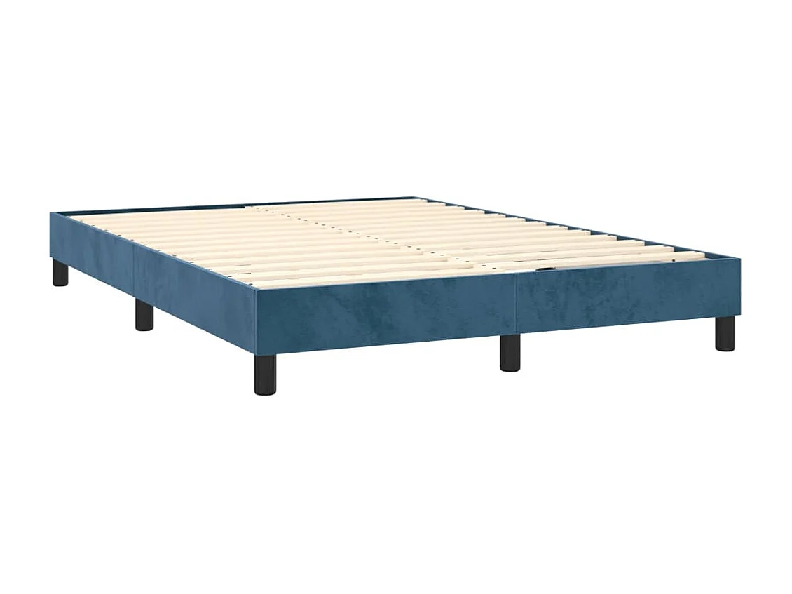 Boxspring met matras fluweel donkerblauw 140x200 cm