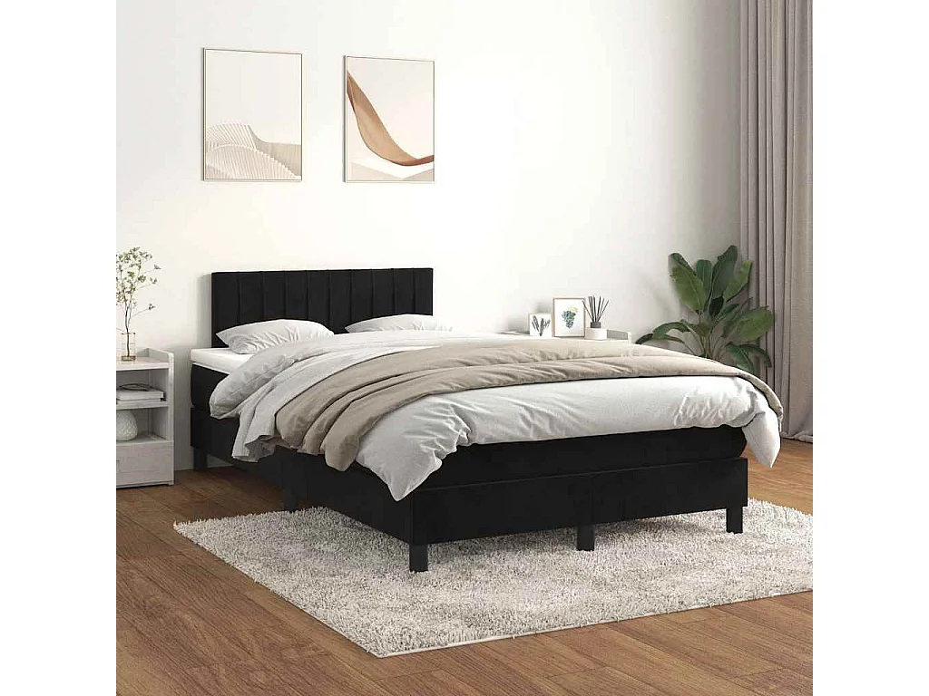 Boxspringbett mit Matratze Schwarz 120x200 cm Samt