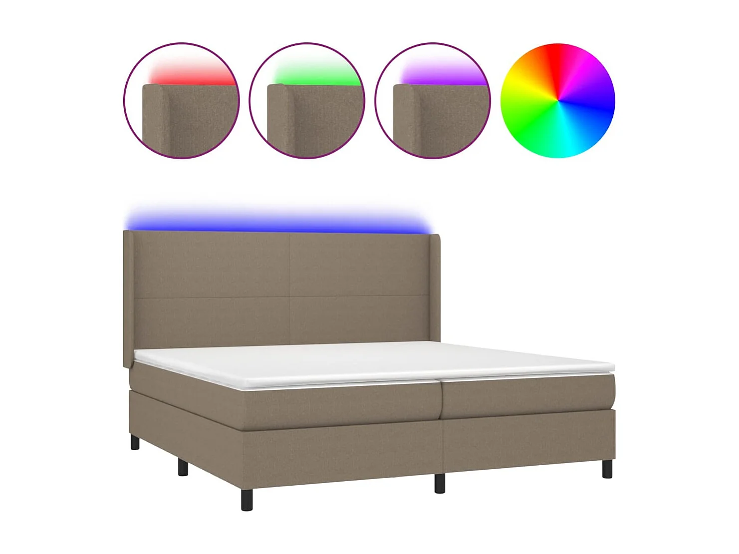 Boxspring met matras en LED stof taupe 200x200 cm