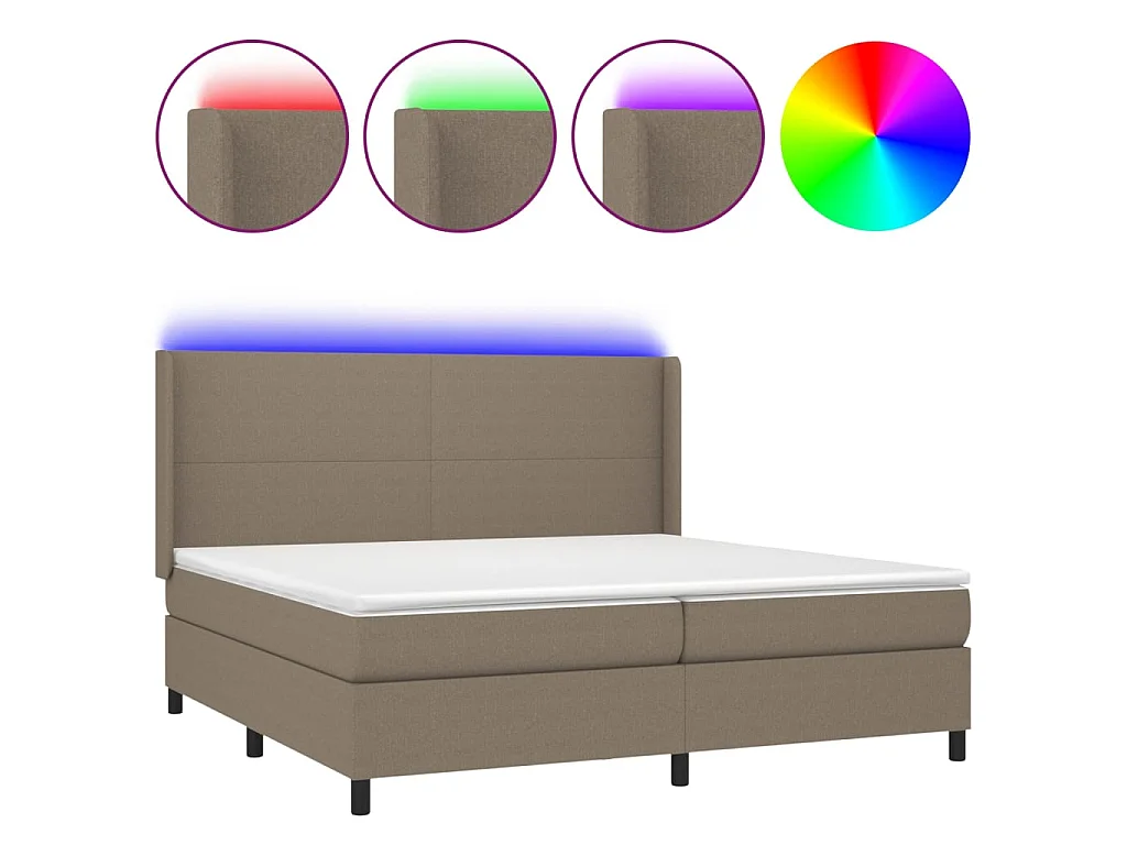 Boxspring met matras en LED stof taupe 200x200 cm