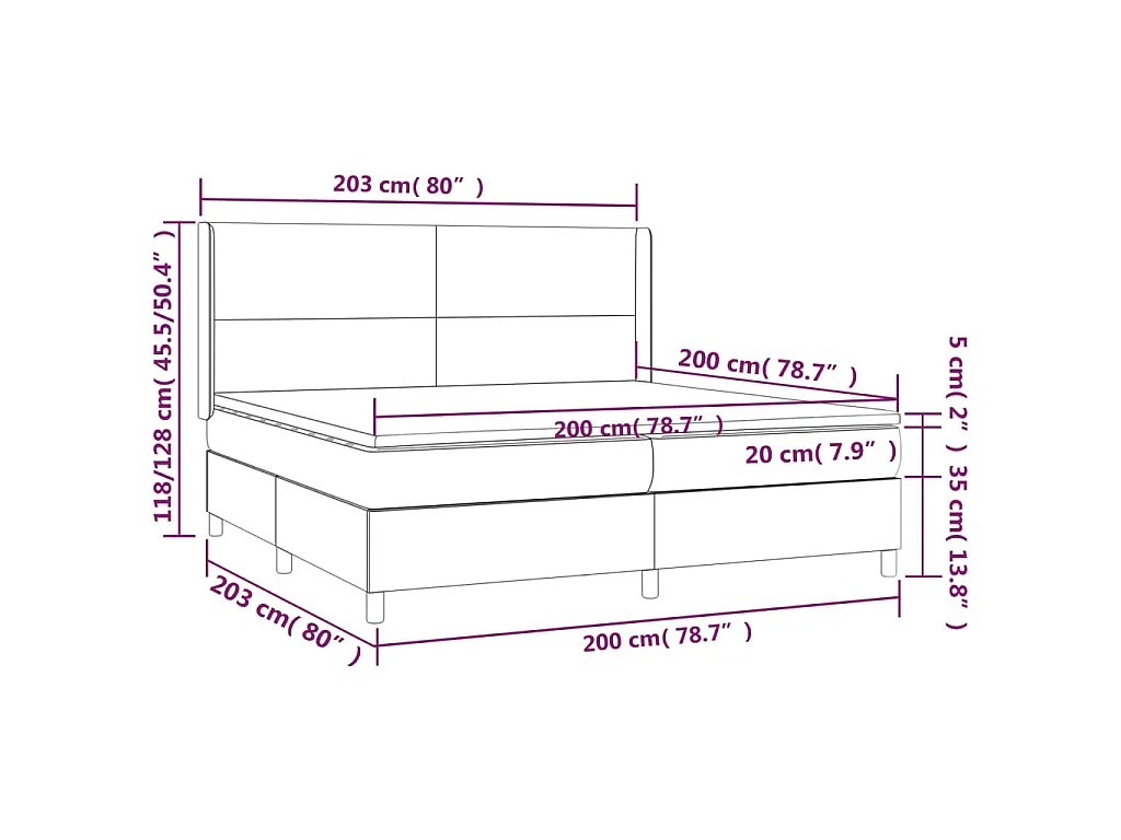 Boxspring met matras en LED stof taupe 200x200 cm