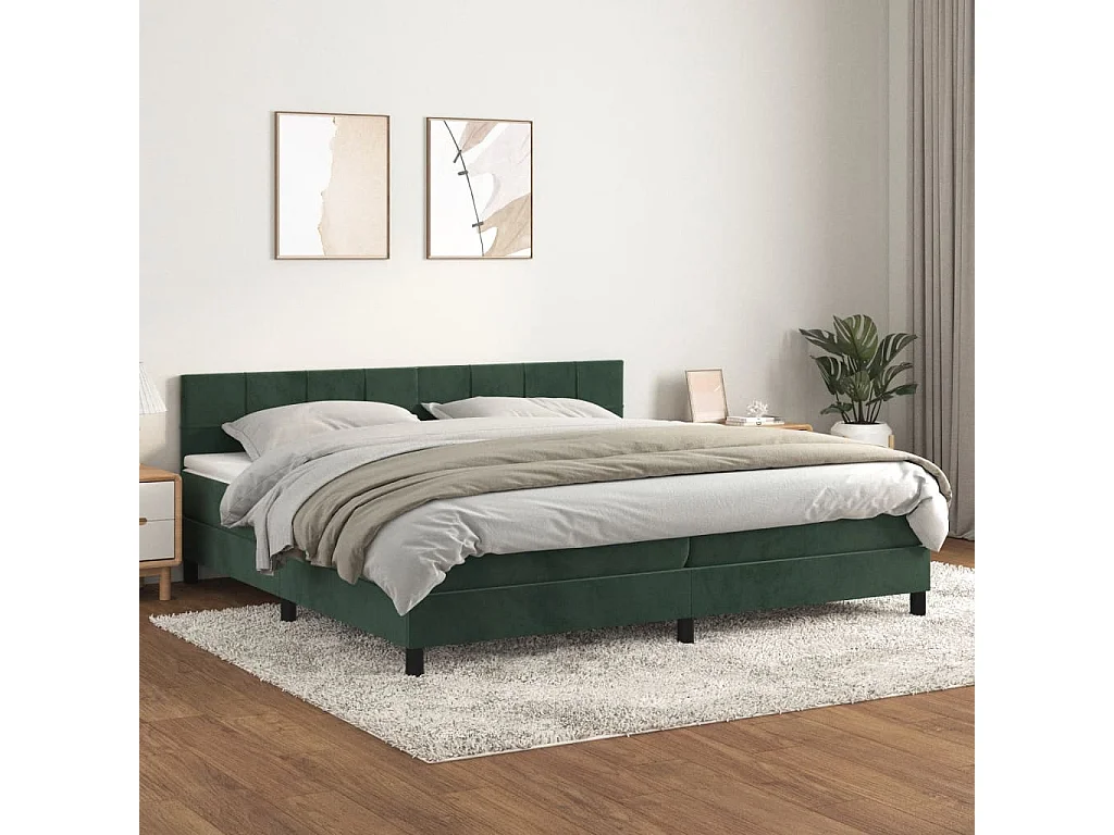 Boxspringbett mit Matratze Dunkelgrün 200x200 cm Samt