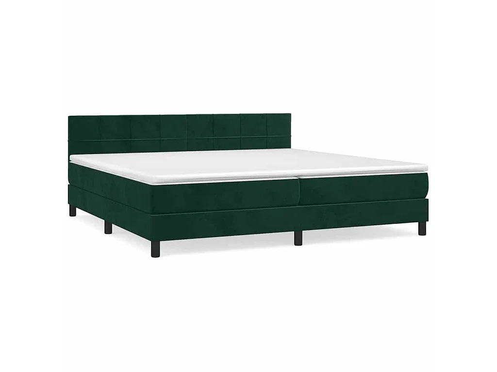 Sommier à lattes de lit et matelas Vert foncé 200x200cm Velours