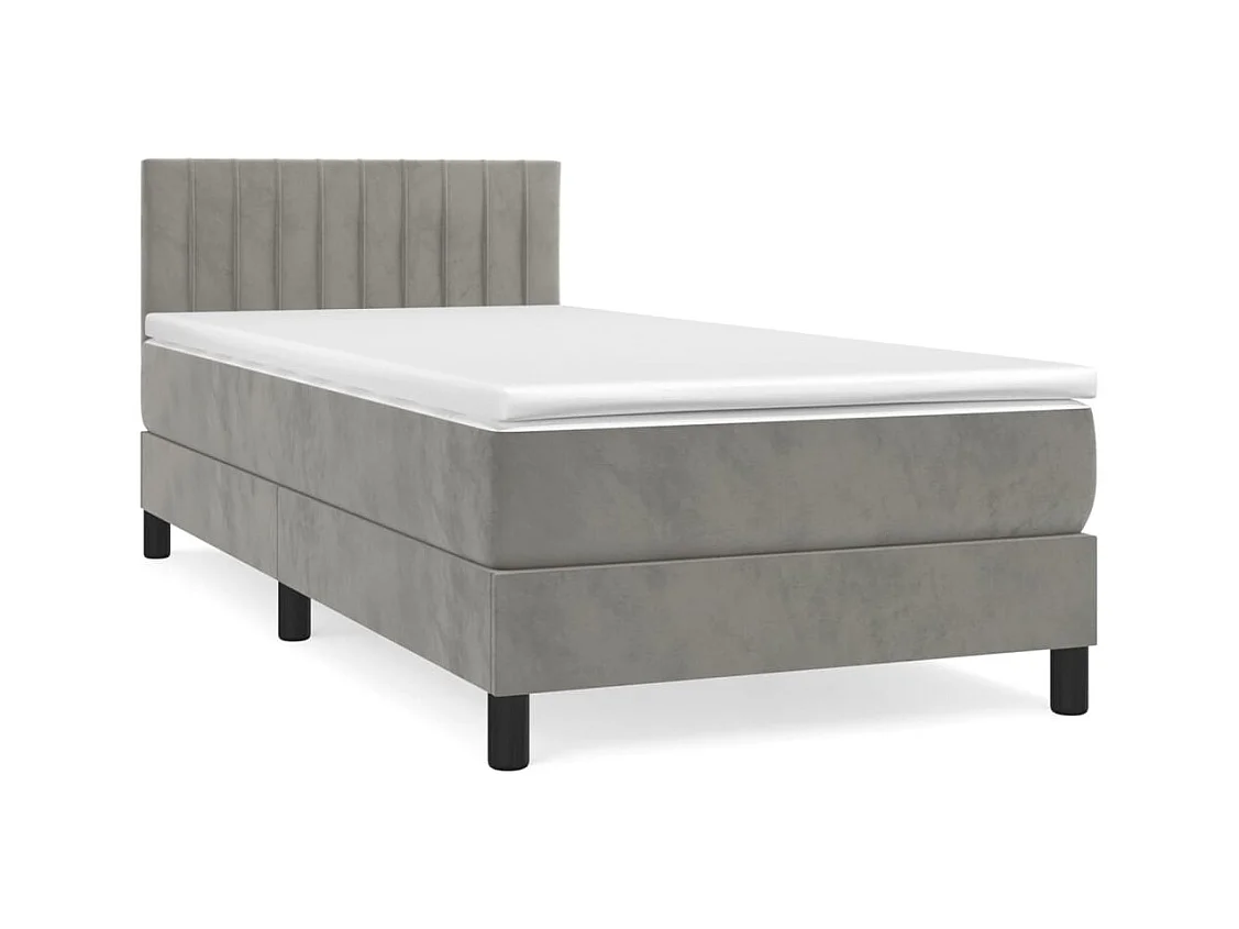 Sommier à lattes de lit et matelas Gris clair 90x190 cm Velours