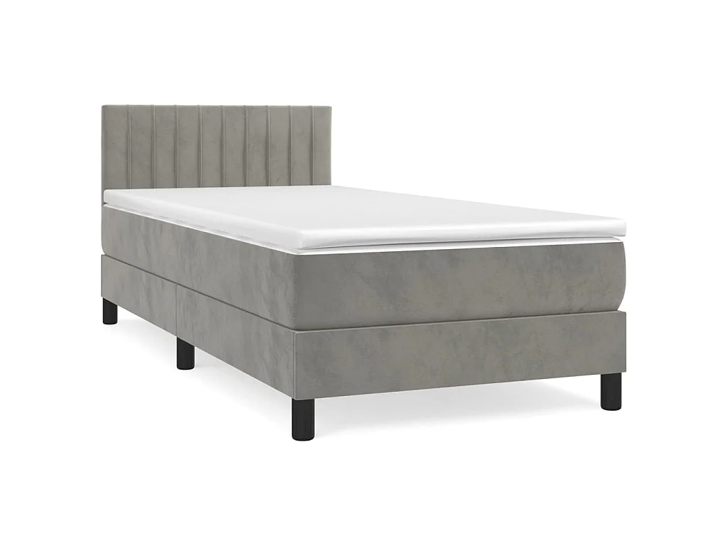 Boxspring met matras fluweel lichtgrijs 90x190 cm