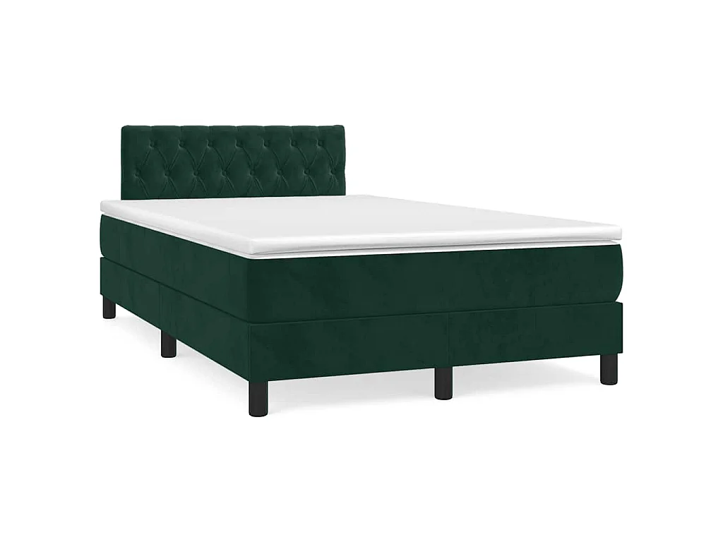Sommier à lattes de lit et matelas Vert foncé 120x200cm Velours
